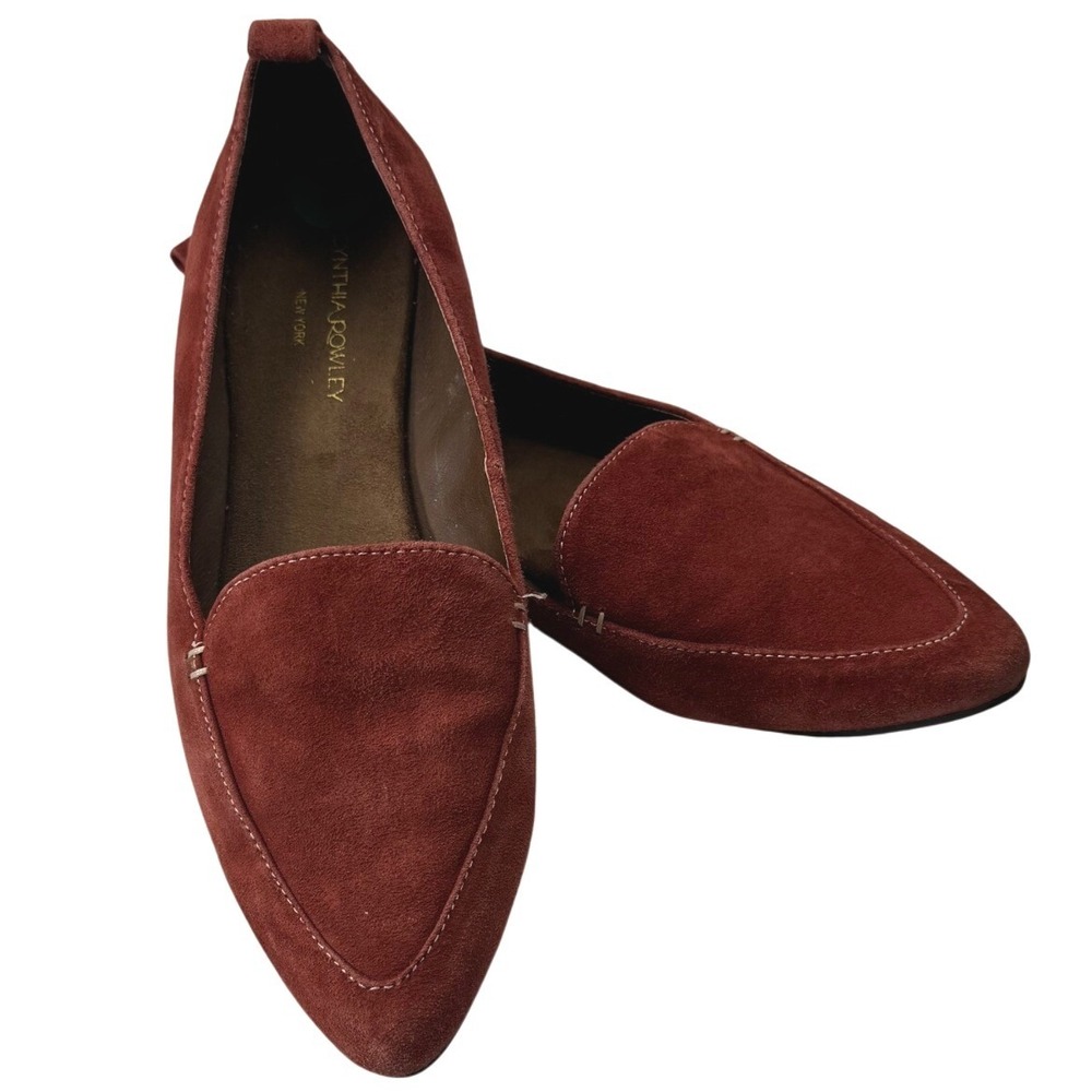 Cynthia Rowley Nash Loafers Womens 8 Paprika Suede Pointed Toe Flats W25433 Work - Picture 2 of 12